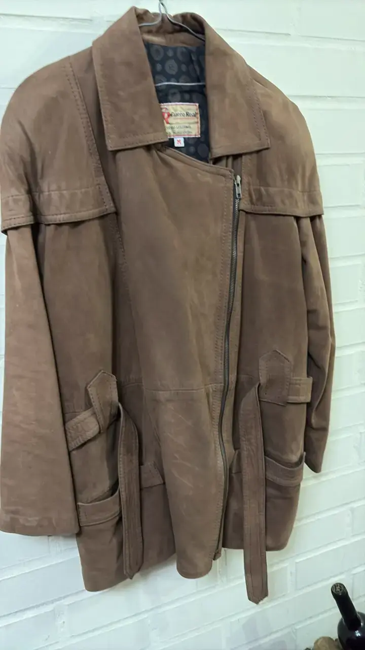 Abrigo de cuero marrón talla M - 3