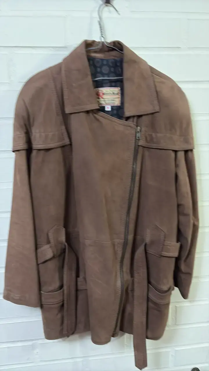 Abrigo de cuero marrón talla M - 4