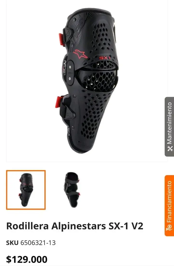 Rodillera Alpinestars SX-1 V2 para motocross
