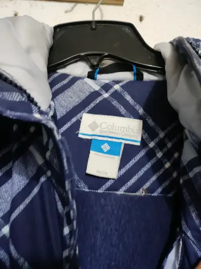 Chaqueta impermeable a cuadros azul para mujer - miniatura 4