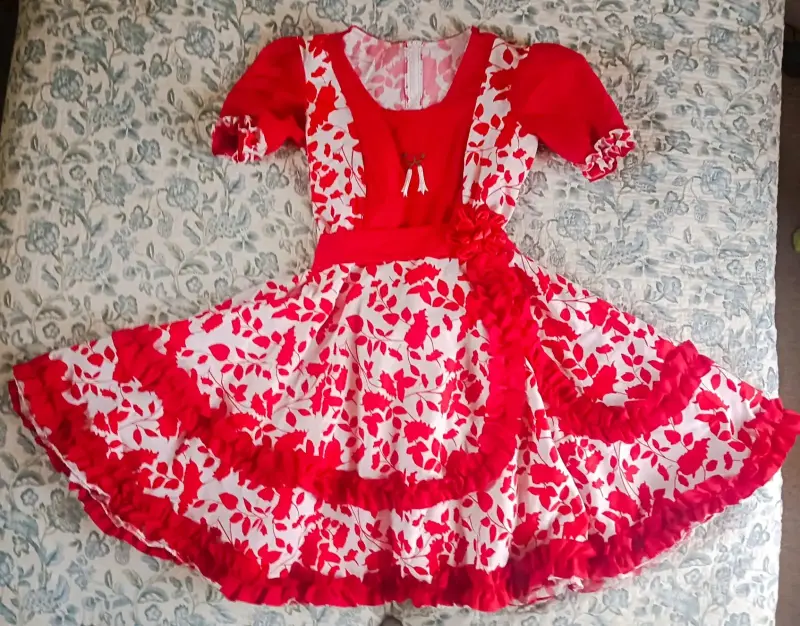 Vestido china rojo y blanco - 1