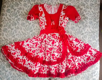 Vestido china rojo y blanco - miniatura 1