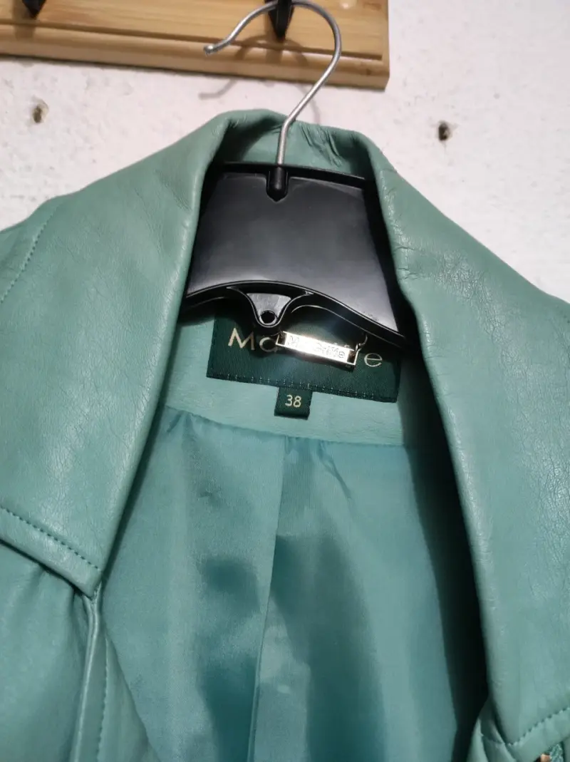 Chaqueta de cuero verde mujer talla 38 - 2