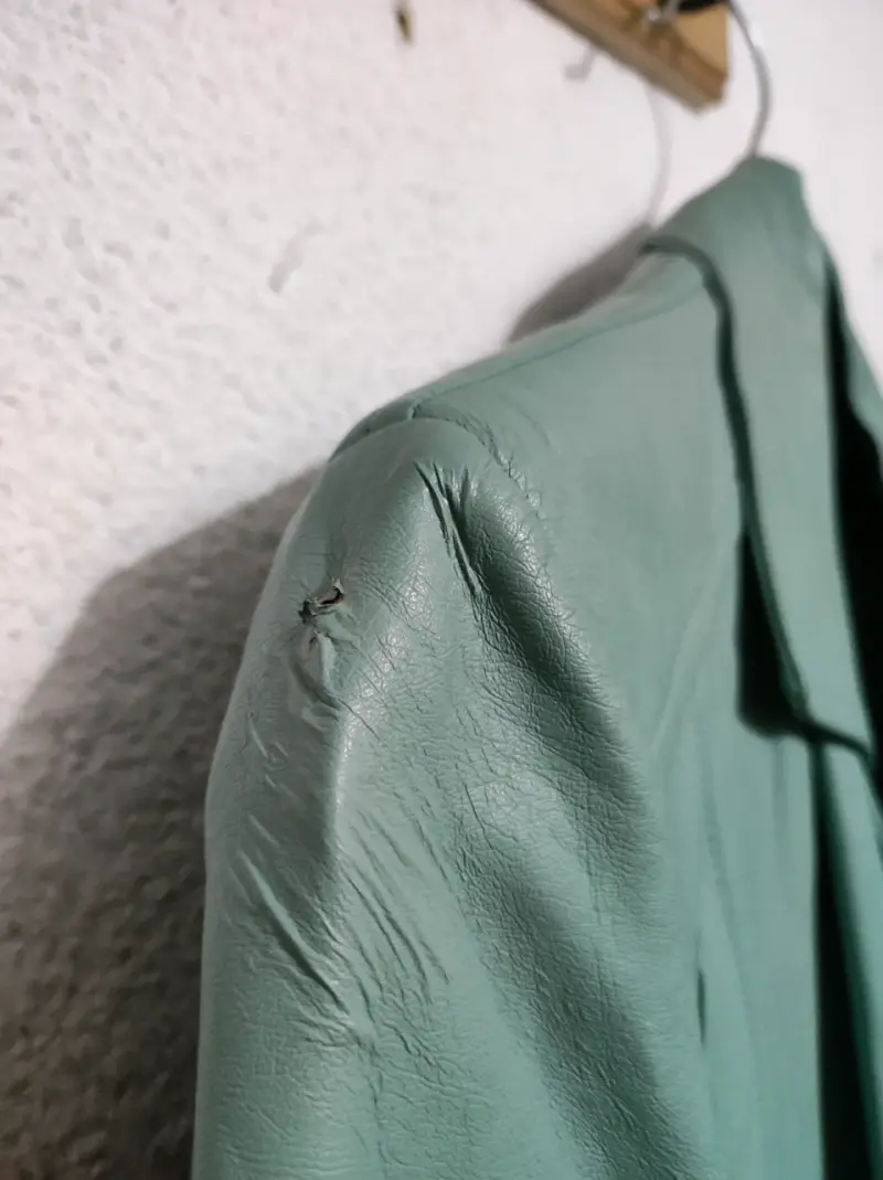 Chaqueta de cuero verde mujer talla 38 - 3