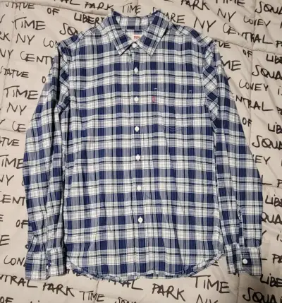 Camisa de cuadrille azul y blanco - miniatura 1