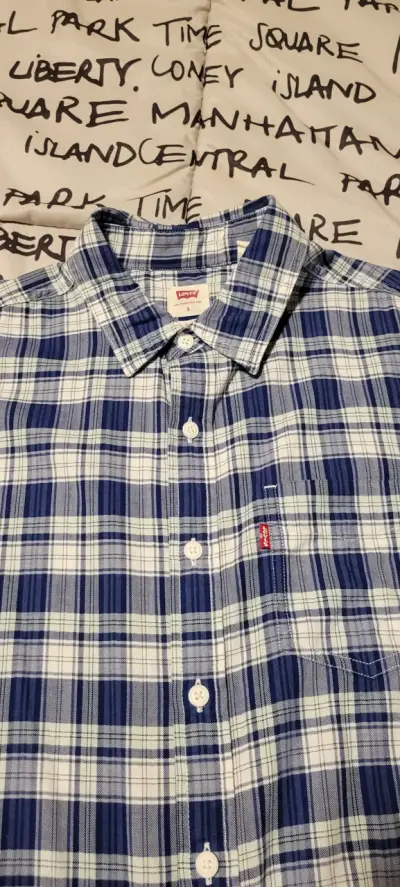 Camisa de cuadrille azul y blanco - miniatura 2