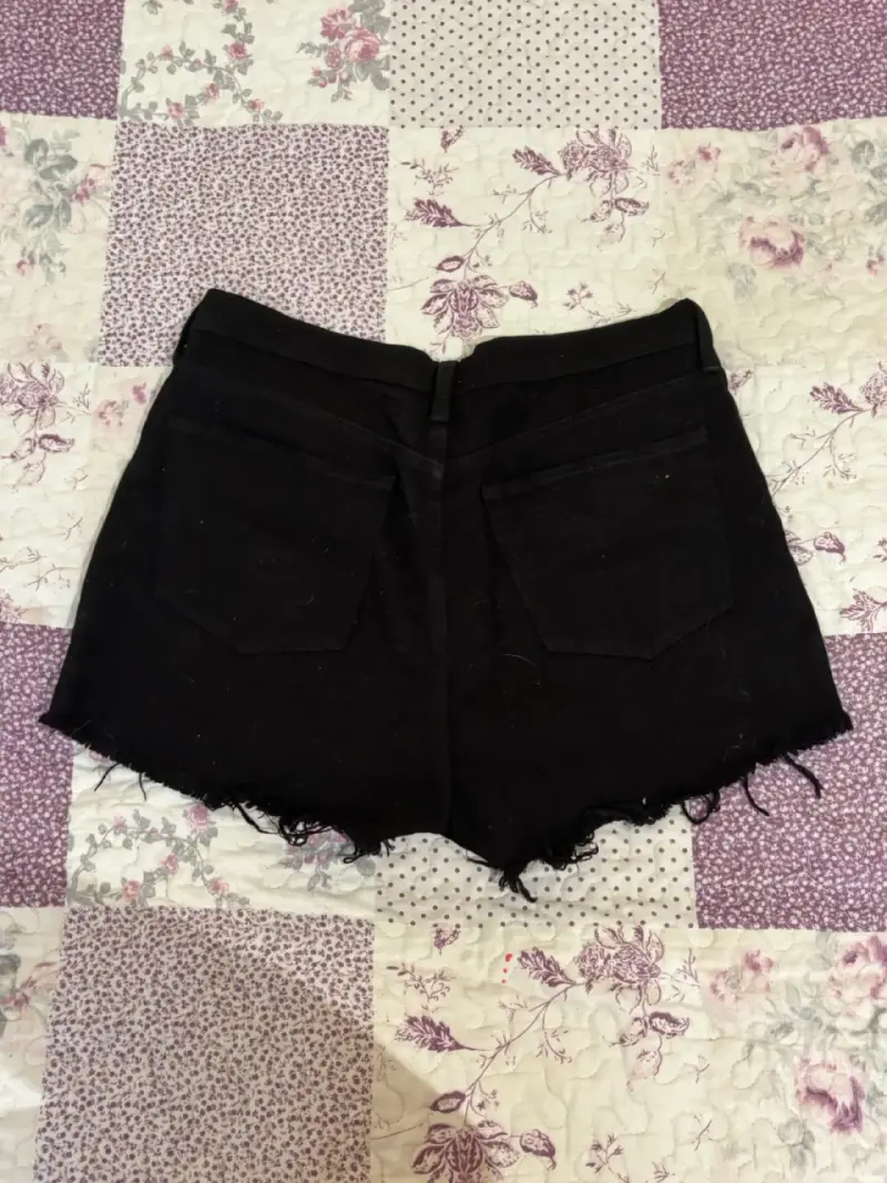 Shorts negros con bordado de rosas - 2