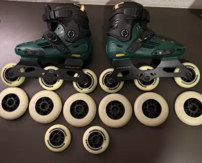 Patines en línea verdes con ruedas grandes - miniatura 2