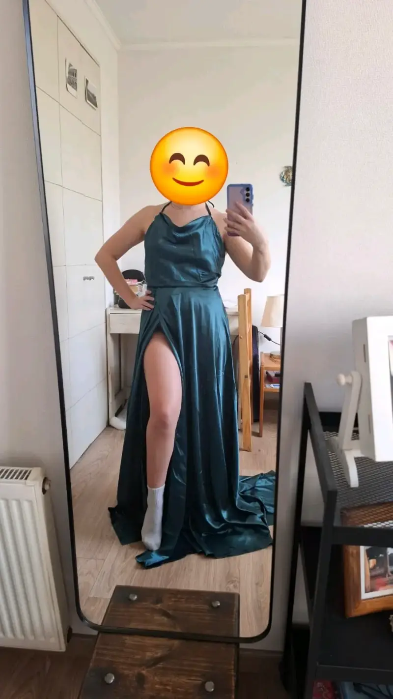 Vestido largo de gala verde talla S/M - 1