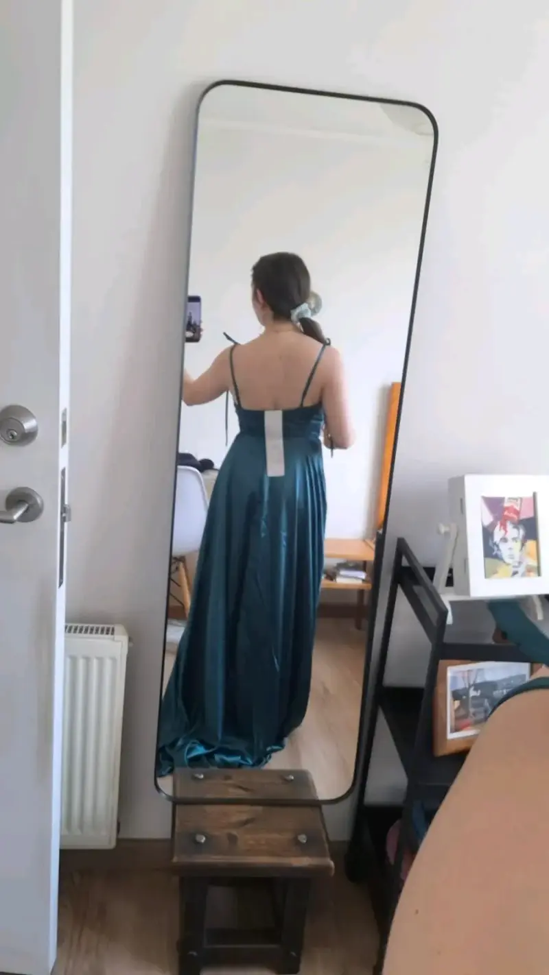 Vestido largo de gala verde talla S/M - 3