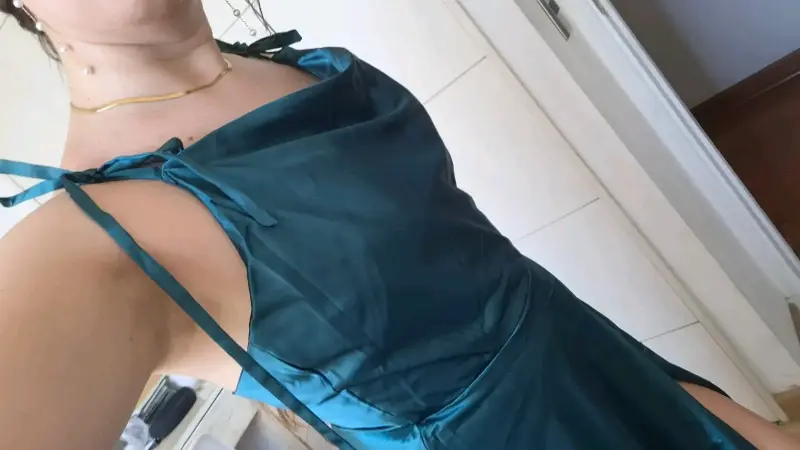 Vestido largo de gala verde talla S/M - 5