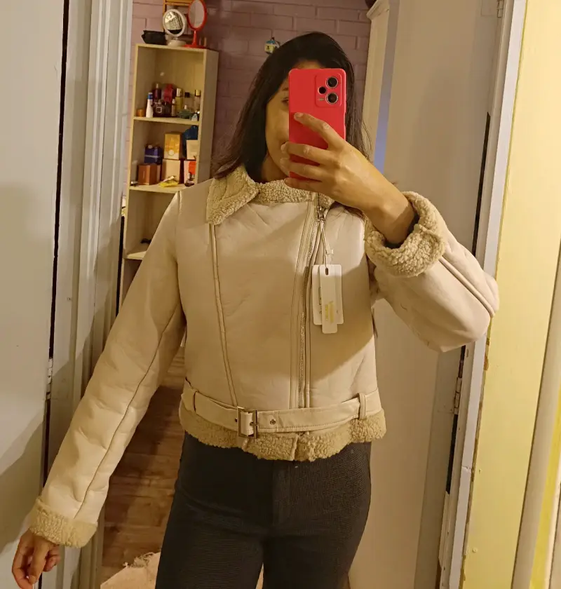 Chaqueta beige aviadora nueva - 2