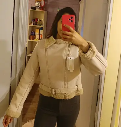 Chaqueta beige aviadora nueva - miniatura 2