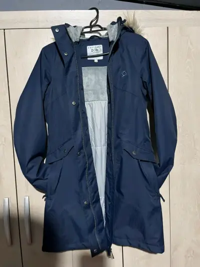 Parka azul con capucha y forro interior - miniatura 1