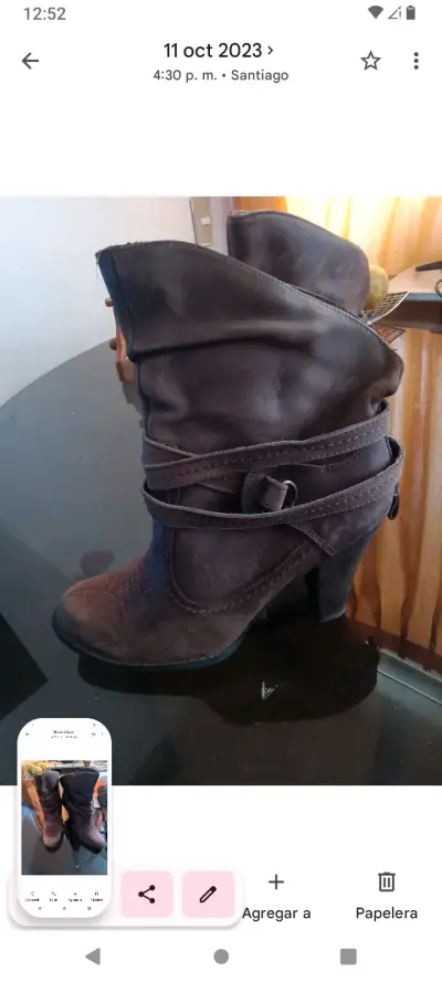 Botas de cuero marrón con diseño western - miniatura 2