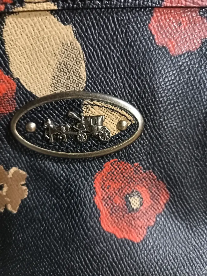 Bolso cuero tote floral Coach negro - 4