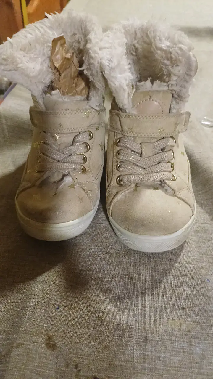 Botines de niña con forro de peluche beige - 1