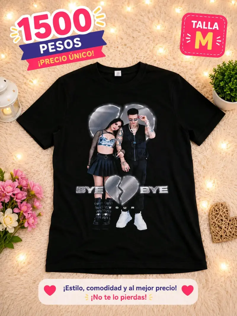 Polera negra con diseño Bye Bye Tour - 1