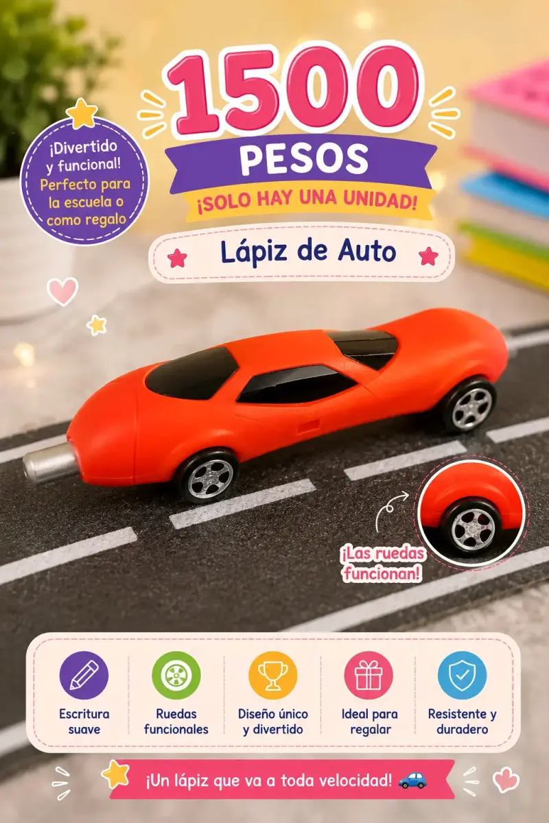 Lápiz de auto con ruedas funcionales - 1