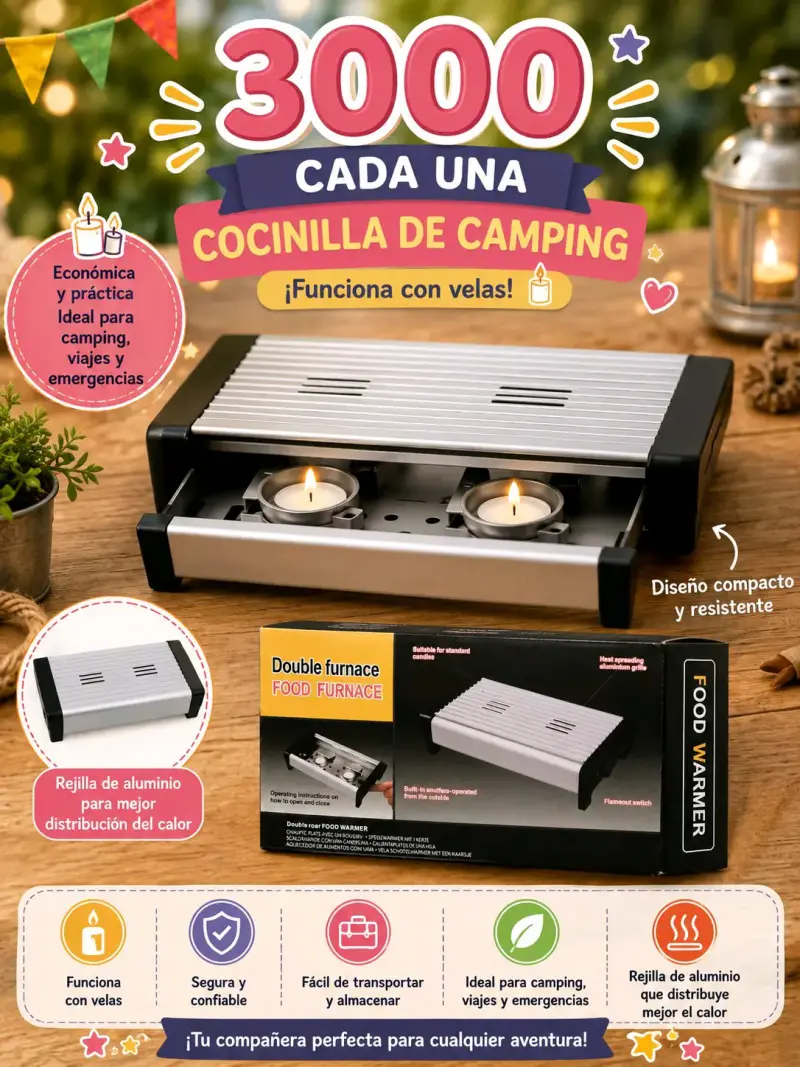 Cocinilla de camping a vela compacta y resistente