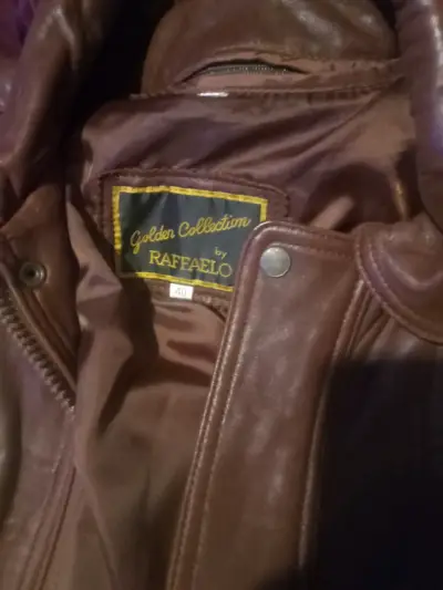 Chaqueta de cuero marrón Raffaelo - miniatura 1
