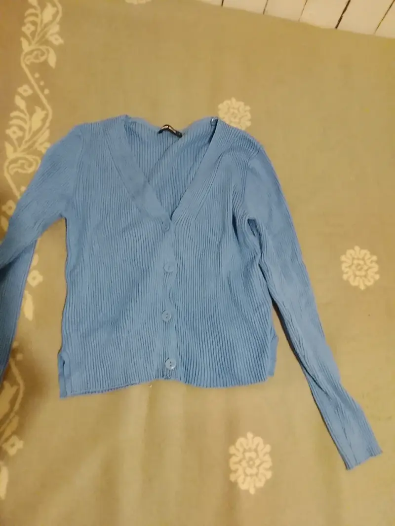 Cárdigan azul de punto para mujer