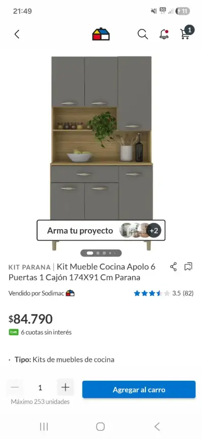 Kit de Mueble de Cocina Apolo 6 Puertas - miniatura 1