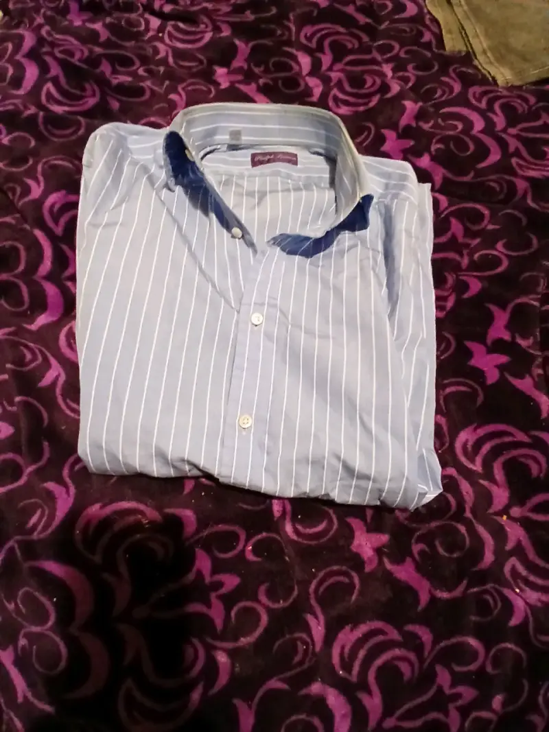 Camisa ralph purple rayas azul claro para hombre - 2