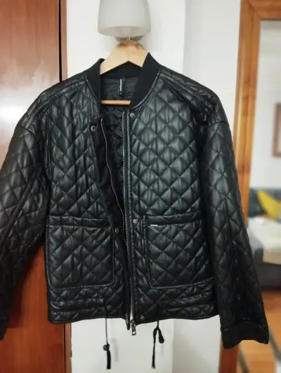Chaqueta bomber acolchada negra para hombre - miniatura 1
