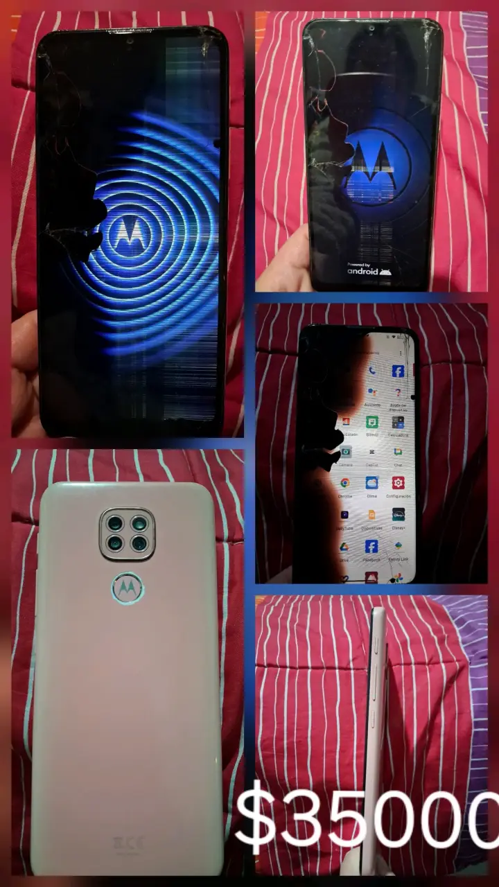 Smartphone Motorola con pantalla dañada - 1