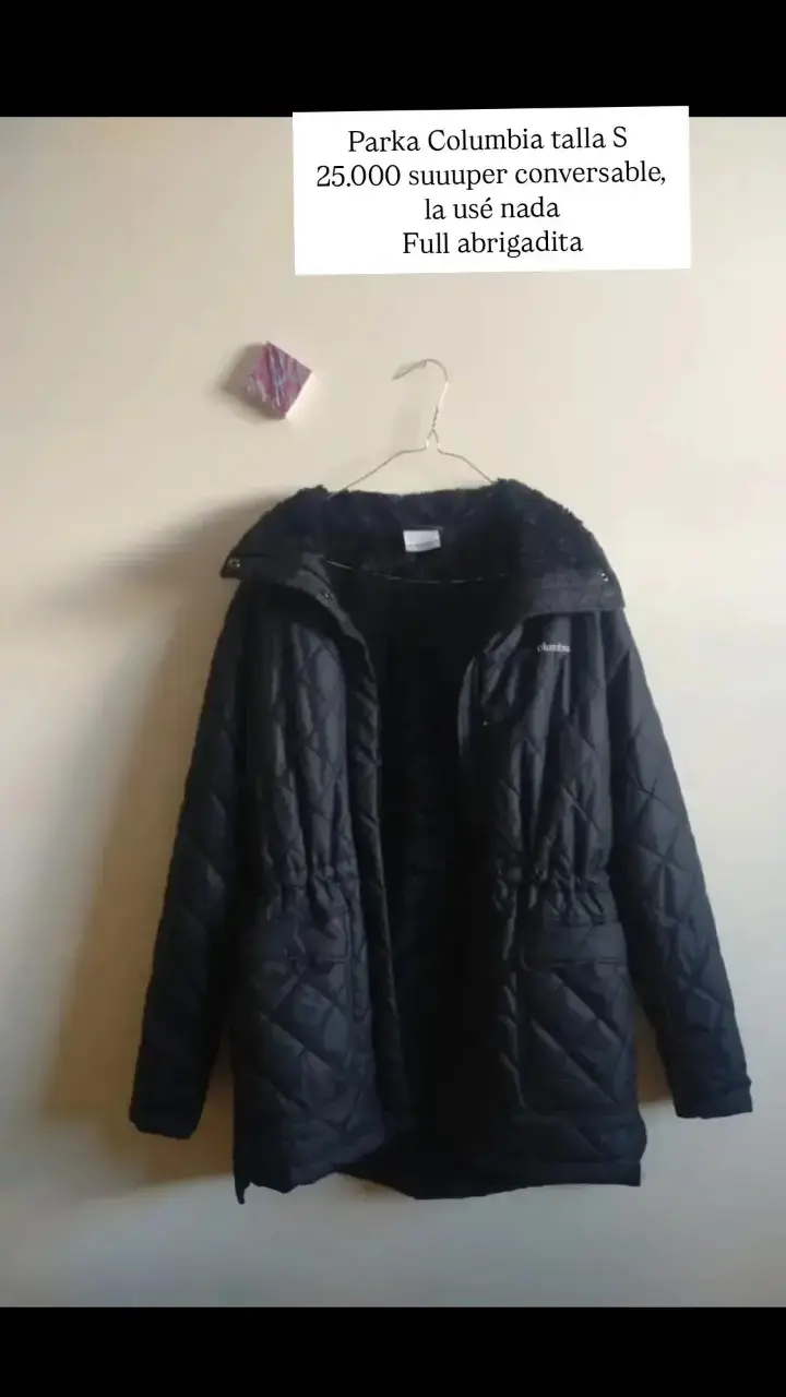 Parka Columbia negra talla S abrigada