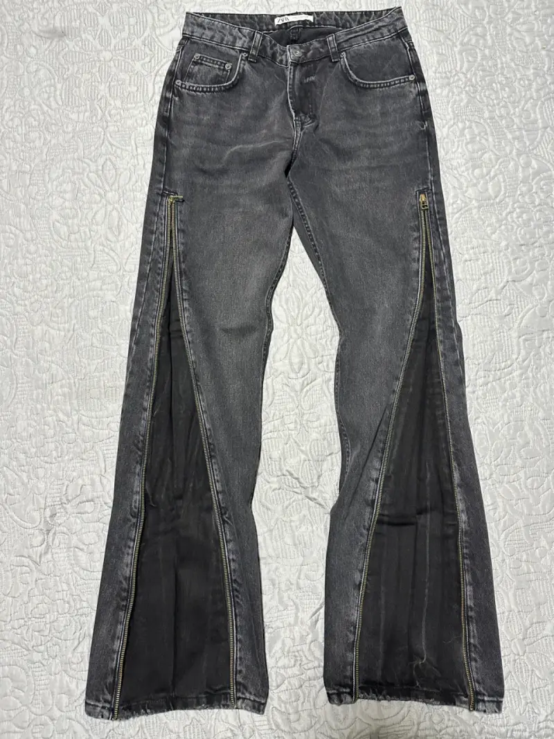 Jeans negros con cierres laterales Zara - 2