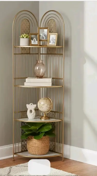 Estante de esquina dorado con diseño elegante - miniatura 2