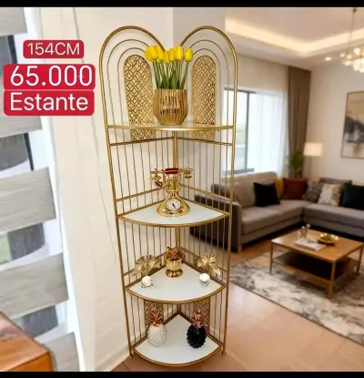 Estante de esquina dorado con diseño elegante - miniatura 6