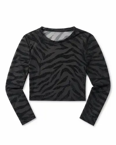 Crop top negro con estampado de cebra - miniatura 1