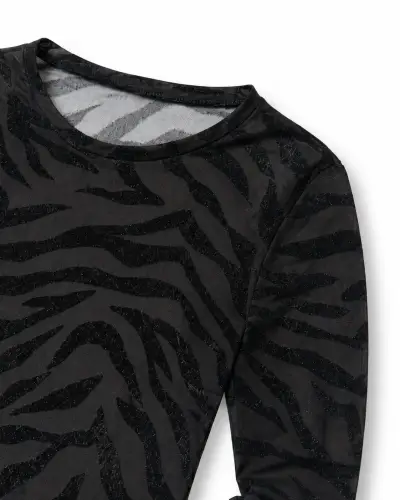 Crop top negro con estampado de cebra - miniatura 2