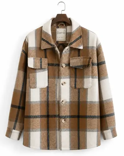 Chaqueta de cuadros marrón y blanco - miniatura 1