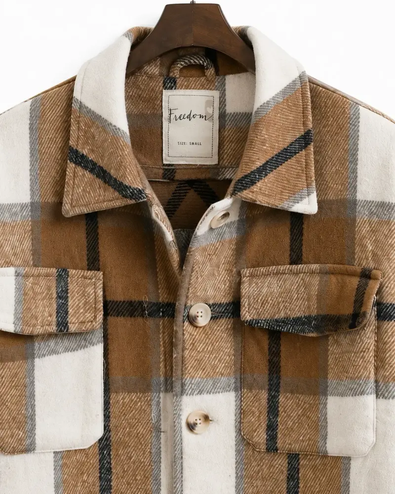 Chaqueta de cuadros marrón y blanco - 2