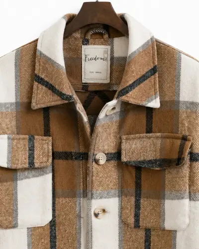 Chaqueta de cuadros marrón y blanco - miniatura 2