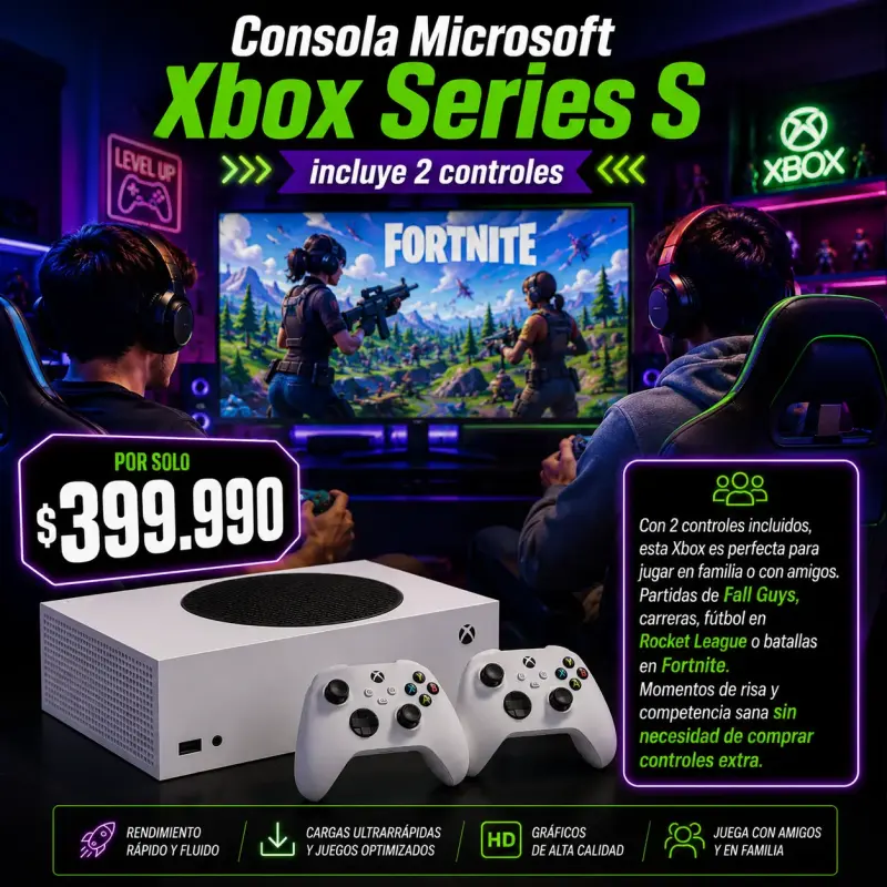 Consola Xbox Series S con 2 controles - 3