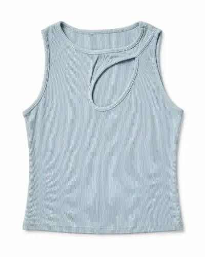 Polera sin mangas azul con diseño cut-out - miniatura 1