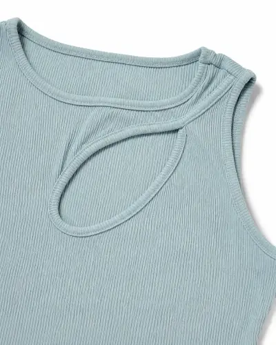 Polera sin mangas azul con diseño cut-out - miniatura 2