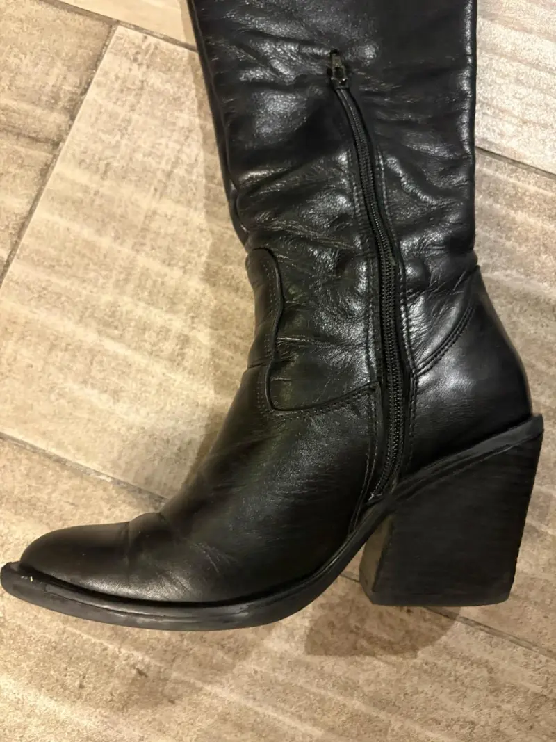 Botas de cuero negras para mujer - 4