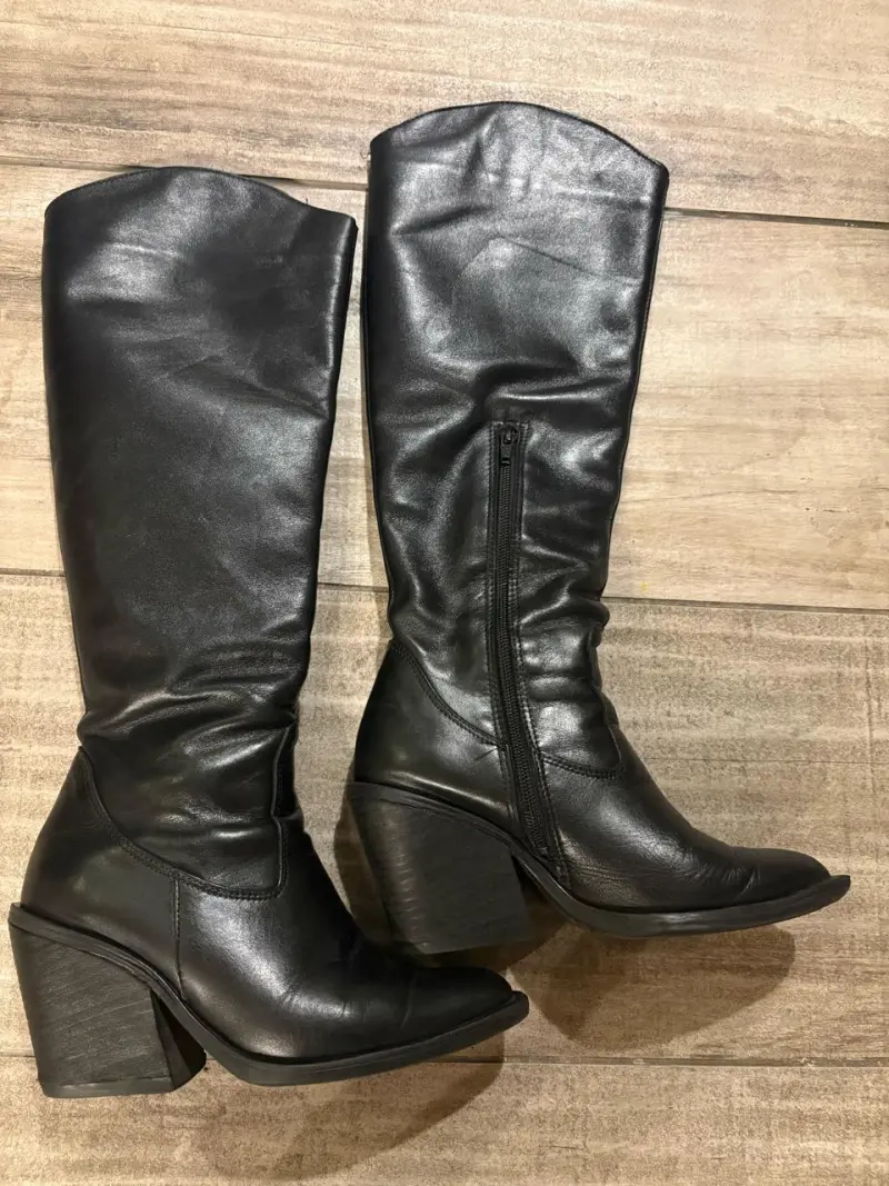 Botas de cuero negras para mujer - 5