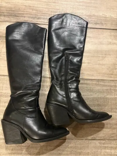 Botas de cuero negras para mujer - miniatura 5