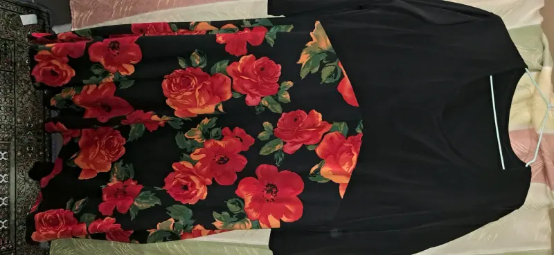 Falda larga azul con encaje floral - 5