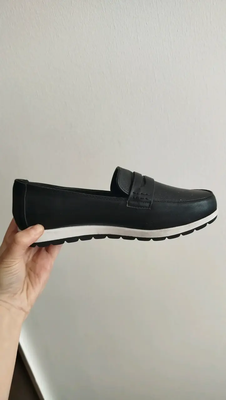 Mocasines negros de cuero mujer 34-35 - 1
