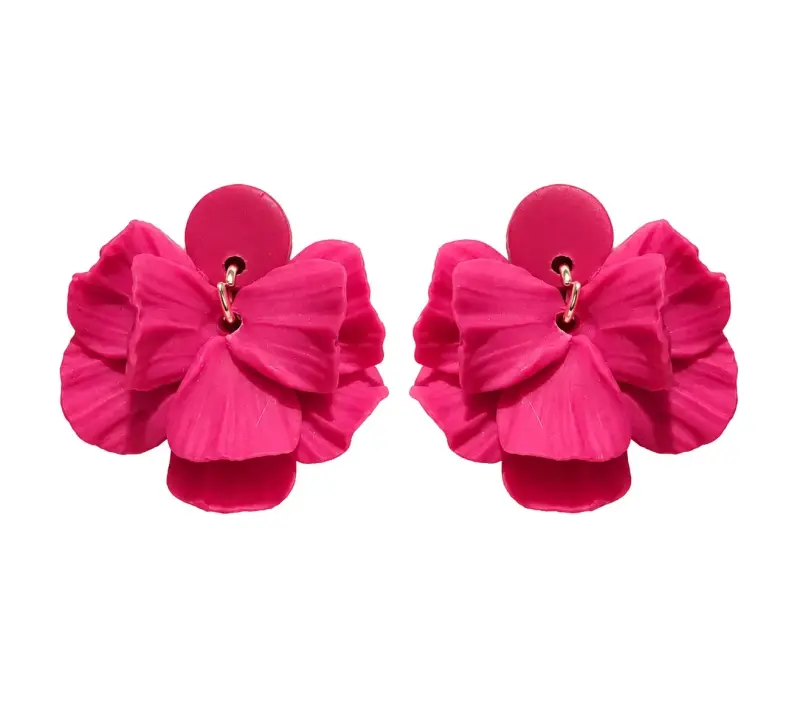 Aros colgantes florales fucsia Joyera nuevos - 2