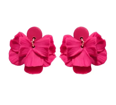 Aros colgantes florales fucsia Joyera nuevos - miniatura 2