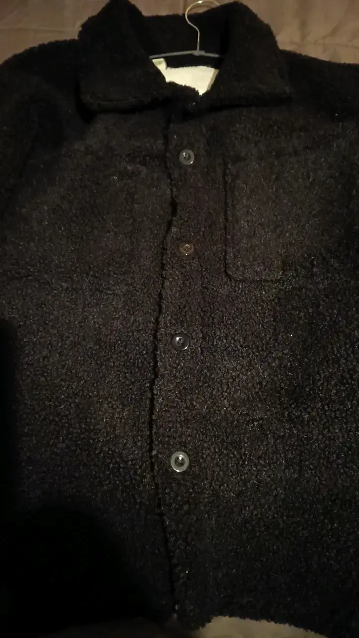 Chaqueta de lana negra abrigada - 1